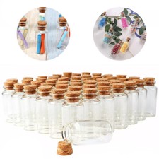 50x Clear Glass Bottles with Cork Stoppers Mini Small Vials Wedding Message Jars