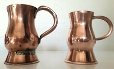 Antique set of 2 Copper Gill 1/2 Gill kitchen measure cups 