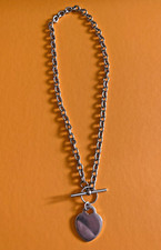 FULLY H/MARKED 925 BELCHER T-BAR NECKLACE + HEART CHARM - Sheffield 2004, 29.93g