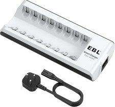 8-Slot Independent Battery Charger AA AAA for Rechargeable Batteries