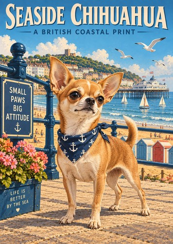 Chihuahua print seaside dog - a4,