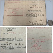 WW2 PROHIBITED AREA PASS To
