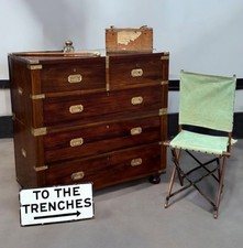 Mahogany Campaign Chest. Superb Patina, Brass Work, Splits In 2 Pieces.