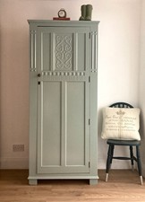 Beautiful Antique Vintage Carved Hand Painted Wardrobe Armoire Hall Cupboard