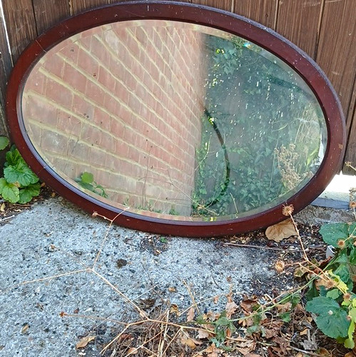 Very old oval dark - dark, wood