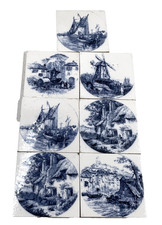 Vintage Minton Tiles Blue & White Old English Antique Reclaimed 4" Square x7