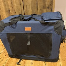 PETPROVED Dog Travel Crate (M, Navy) + Slumberdown Orthopaedic Dog Bed