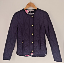 Joules W.Gisella ladies Quilted Navy Jacket Coat Floral Lining Size 8
