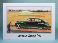 LINCOLN ZEPHYR V12 - GREETING CARD - Classic Car Memorabilia - Blank inside