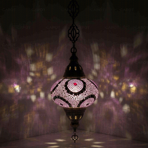 Purple turkish mosaic pendant - turkish,