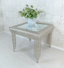Silver embossed metal glass - metal,