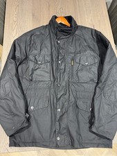 Barbour Sapper Wax Waterproof Black Biker Quilt Country Hooded Jacket Coat XXL