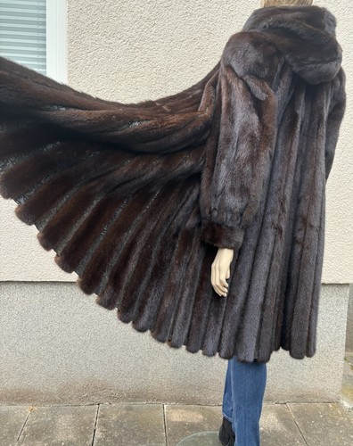 Real fur coat swing - coat, brown