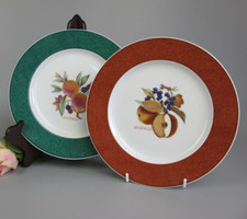 Royal Worcester Evesham Plates x 2: Salad / Starter. Red Green. Vintage china 8"