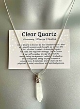 Clear Quartz Chakra Crystal Pendulum Gemstone Pendant Reiki Necklace silver gift