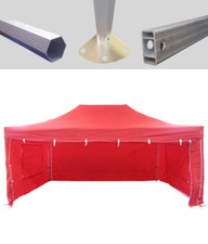 MCD Pop 40mm Red Commercial Gazebo 3m x 4.5m Easy Up Pop Up With Sides