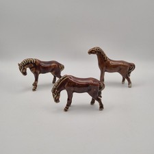 Chinese Swatow glazed miniature brown horse figurines - Lucky Charm, happiness
