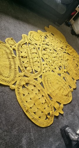 Handmade crochet rug mustard - crochet,