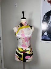Vintage Emilio Pucci x Wolford Bodysuit Pucci Body Printed Mock Neck Colorful M