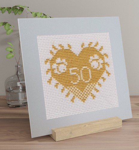 Cross stitch card kit 50th - cross,