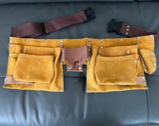 Tool Belt - DIY Tool Pouch Hammer Loops Electrician Plumber 11 Pockets Leather