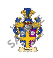 Burton Surname Coat of Arms Heraldry Car Sticker Motorcycle Laptop Decal Biker