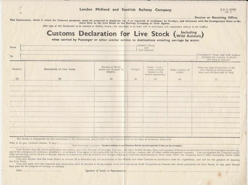 Customs dec live stock london - dec.,