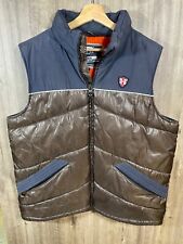 Puffa Original Men's Brown & Blue Puffer Waistcoat Gilet Size L