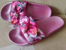 Ted Baker pink floral sandals/flip flops with bow - size 4 (EU 37)