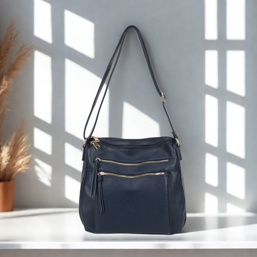 Ladies multi zip shoulder - shoulder, bag