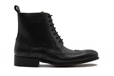Mens Real Leather Brogue Boots