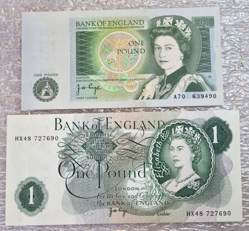 Vintage gb bank notes - 2, £1