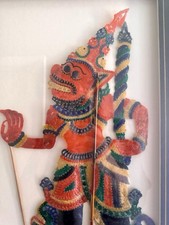 Vintage Mid 20th Century Malaysian Shadow Puppet In The Style of Tok Awang Lah