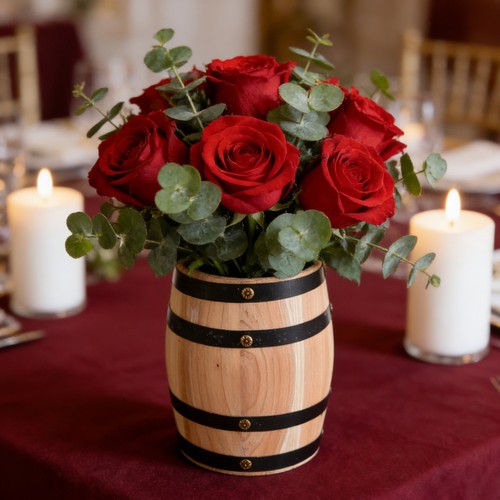 Wooden barrel planter - barrel,