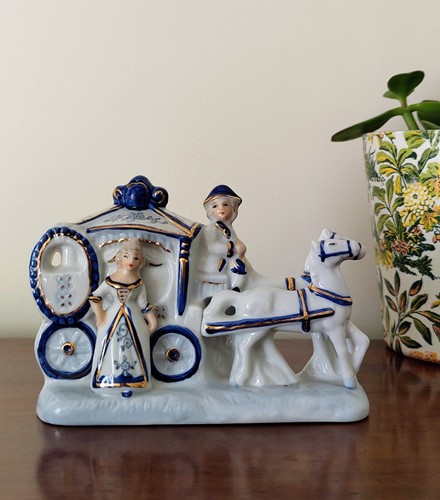 Porcelain horse and carriage - porcelain,