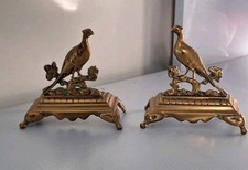 Two Vintage old Antique Brass Figure Decorative Display Bird Desk Ornaments