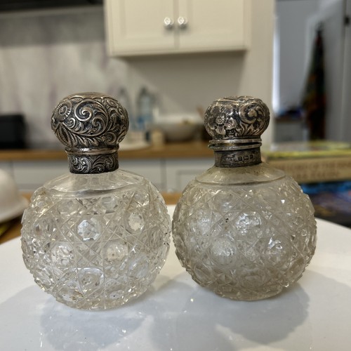 Pair edwardian silver perfume - pair,
