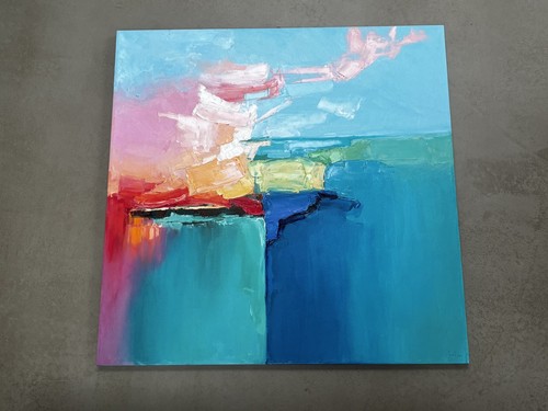 Abstract blue sky oil - blue,