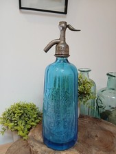 Vintage French Soda Siphon, Blue In Colour, Kitchen Decoration