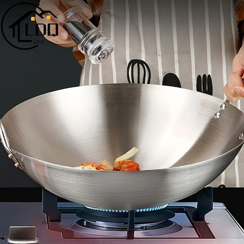 1pc large stainless steel wok - 1pc,