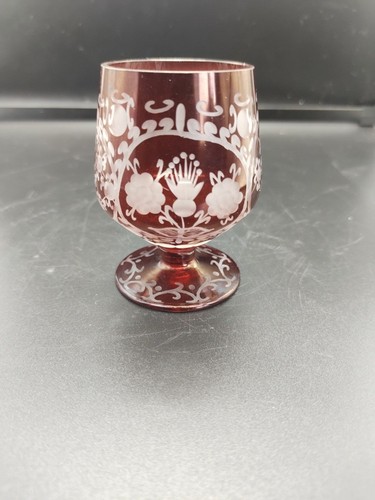 Antique ruby brandy glass - brandy,