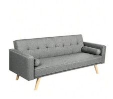 3 Seater Fabirc Sofa Bed Click Clack Living Room Settee Armchair Couches Grey