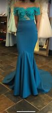 Beautiful Prom Dress with matching shoes XS/ 6. NEVER WORN, Teal/emerald green