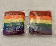 2x Rainbow Flag Sweatband Wristband Gay Pride LGBTQ Festival Equality UK