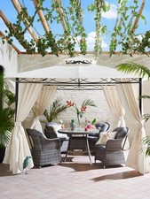 3x3M Metal Gazebo with 4 Side Panels Cream | Garden Canopy | Waterproof