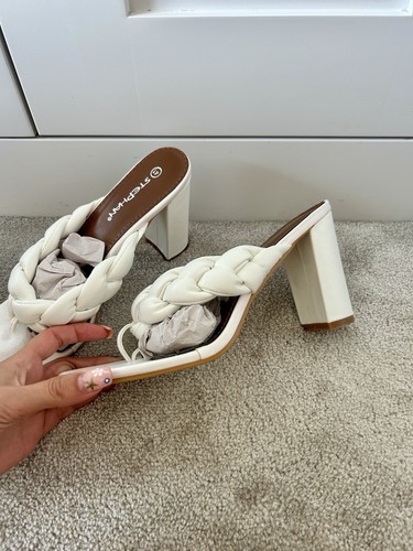 Thong block white heels size - block,