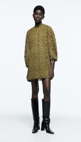 Zara olive green lace - lace, velvet