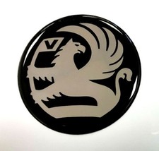 VAUXHALL GRIFFIN Sticker Chrome on Black - 50mm HIGH GLOSS DOMED GEL FINISH