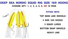 FLADEN DEEP SEA LIME & RED NORDIC SQUID RIG 3 HOOK 10/0 COD POLLOCK LING CONGER