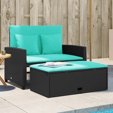 Patio Sofa Black PE Rattan